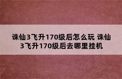 诛仙3飞升170级后怎么玩 诛仙3飞升170级后去哪里挂机